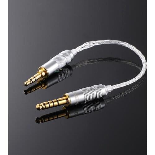 1Pcs fever eight-core single crystal copper-silver mixed pair recording cable 3.5 pairs 3.5mm AUX cable headset upgrade DIY hifi