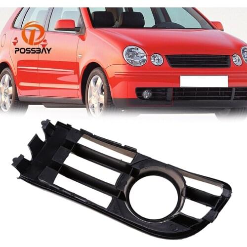 POSSBAY 1 Pc Perfect Black Fog Lamp Grille with Hole Fit for VW Polo Typ 9N 2002-2005 Car Fog Lights Accessories