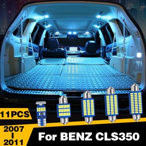 11pcs Car LED Lights Interior Dome Reading Trunk Lamp For Mercedes Benz CLS350 2007 2008 2009 2010 2011 Accessories