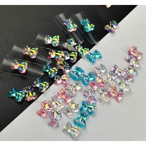1440pcs/Bag Aurora Resin Little Bear Colorful Aurora Shiny Jelly Kawaii Bear Ornaments for DIY Manicure Accessories
