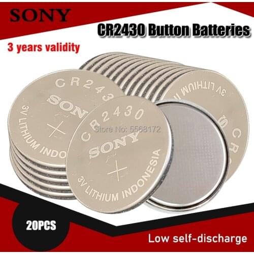 20pcs 100% Original Sony CR2430 DL2430 CR 2430 3V Lithium Battery For Smart Watch Headphone Toy scale Pedometer Button Coin Cell