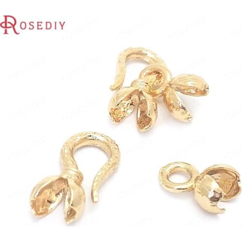 37679)6PCS Length 22MM 24K Gold Color Brass Necklaces Bracelets Connect Clasps Jewelry Making Supplies Diy Findings Accessories