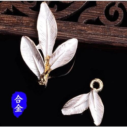 50pcs 17*19/23*33mm Gold Color Zinc Alloy Material Enamel Leaf Branch Charm for Hair DIY Handmade Jewelry Making Wholesale
