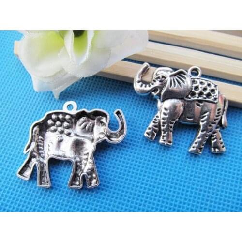 50pcs Large Antique Silver tone/Antique Bronze Filigree Elephant Pendant Charm/Finding,fit 9pcs Rhinestone,DIY Accessory