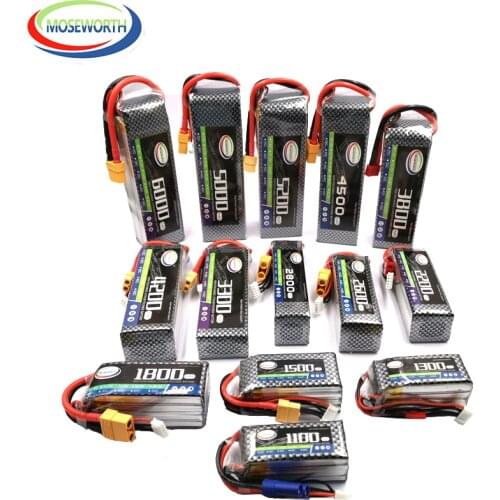 2S 3S 4S 6S 2200 4200 5200 6000mAh 30C 40C 60C 7.4V 11.1V 14.8V RC LiPo Battery For RC Drone Helicopter Aircraft Airplane Car