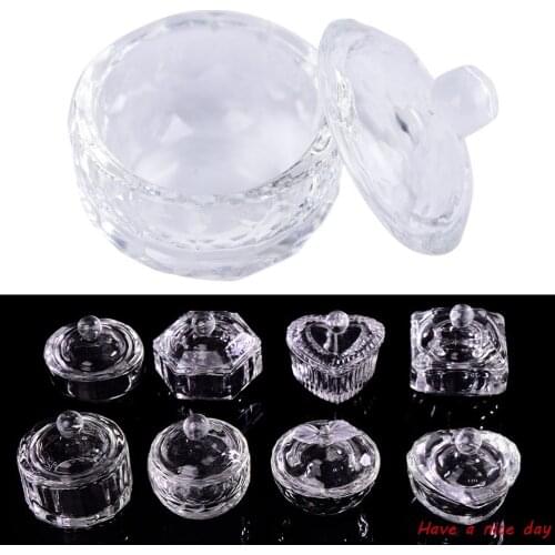 1PC Acrylic Powder Liquid Crystal Glass Dappen Dish Lid Bowl Cup Holder Manicure Equipment Nail Tool For Nail Art