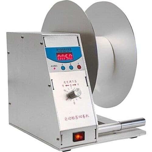 Automatic Label Rewinder Machine with COUNTER sensor for barcode sticker label clothing tag washing label rewinding machine