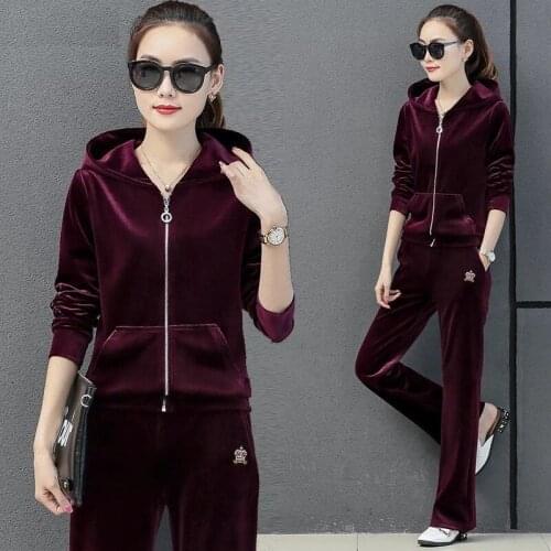 Large Size 4XL Two Piece Set Women Casual Moms Velvet Tracksuits Solid Long Sleeve Coat And Pants Loose Sportswear jogging Suit