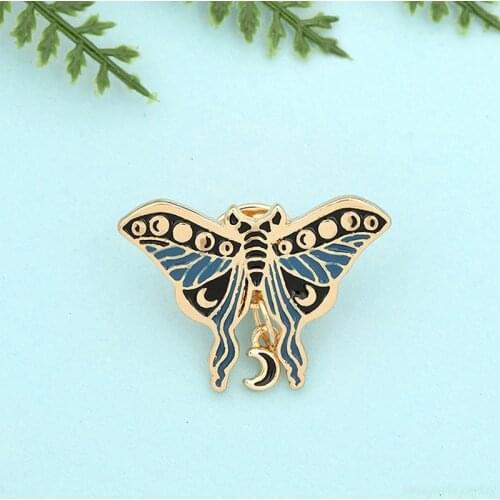 Butterfly Brooch Enamel Pins Lunar Moth Badges Moon Phases Brooches Jewelry Gift