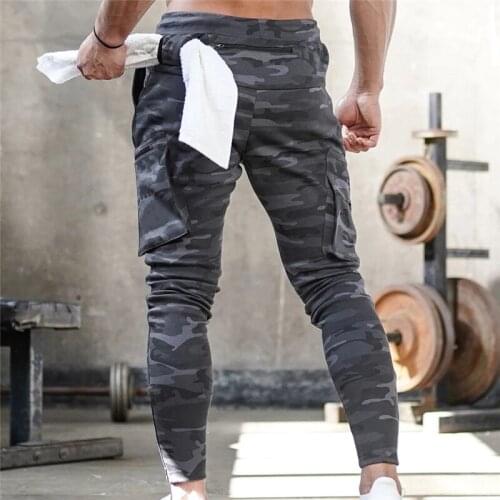 Mens Pants Sweatpants Man Gyms Workout Fitness Cotton Trousers Male Casual Fashion Skinny Track Pants Zipper Design Pants