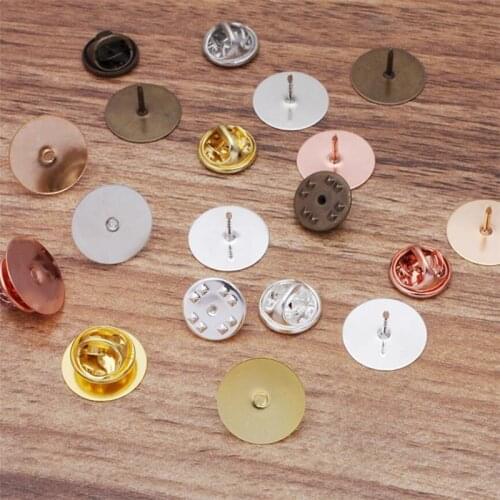 50pcs brooch settings Pin Black Butterfly Rubber Pin Clutch Keepers Silver Tie Tacks Blank Pins for DIY Brooch Jewelry Making