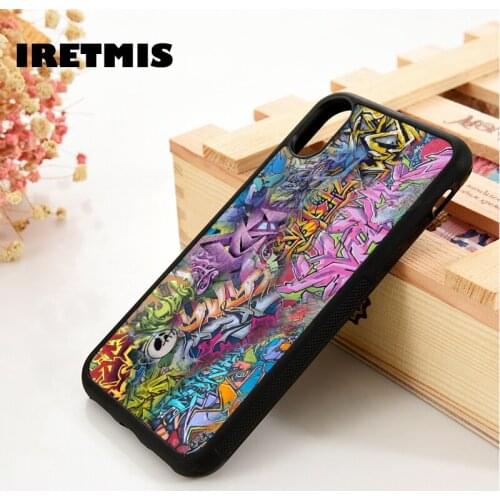 Iretmis 5 5S SE 6 6S Soft TPU Silicone phone case cover for iPhone 7 8 plus X Xs 11 Pro Max XR Graffiti Wall Collage