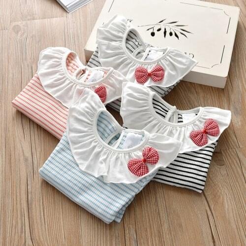 Children Tshirt New Style kids Jacket Foreign-looking Baby T-shirt Spring Autumn Long-sleeved Doll Collar bow Top