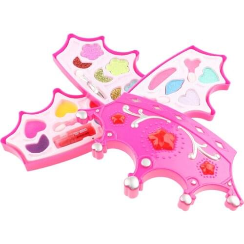 Kids Cosmetic Toys Crown Beauty Set for Girls with Lipstick, Eye Shadow, Blusher, Nail Polish etc