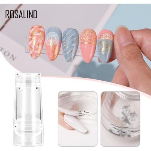 ROSALIND Double Side Nail Stamper With Scraper Kit Transparent Silicone Nail Stampers DIY Manicure Stamping Tool Nails Art Decor