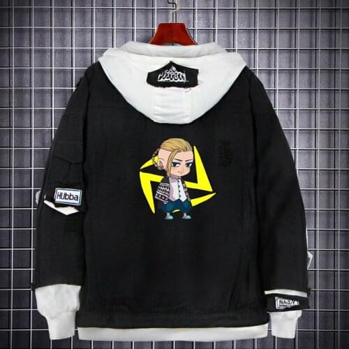 Tokyo Revengers Anime Denim Jackets Cosplay Mikey Sano Manjiro Men Women Oversized Hoodies Hooded Couple Cowboy Sweatshirts Coat