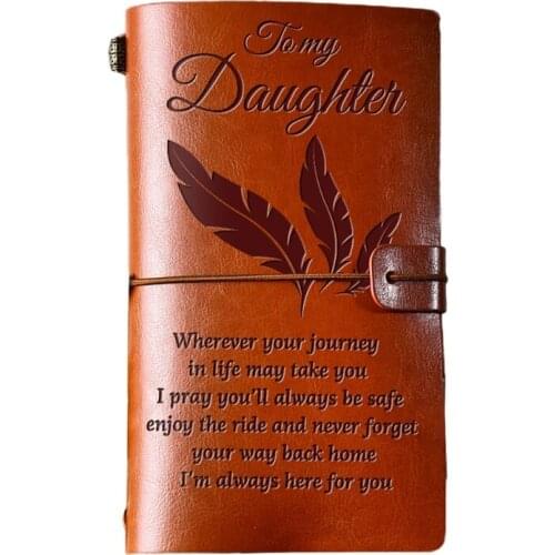 Elegant Handcrafted Diary Notebook Engraved Leather Journal Message Note Book to My Daughter /to My Wife Handwriting Pocketbook