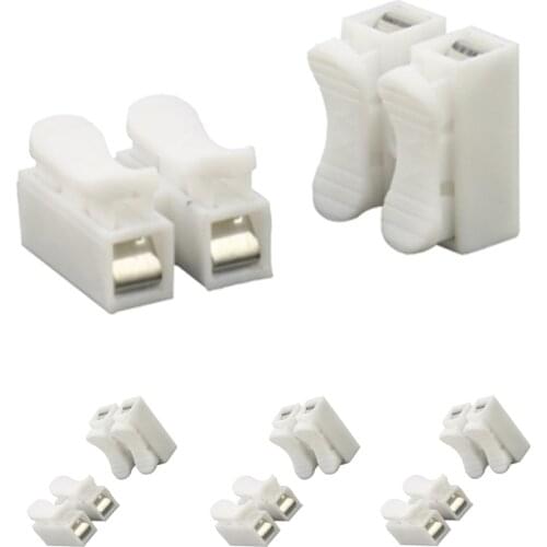 Led Flame Retardant CH2 Voltage 2PIN 10A 220V Quick Terminal Wire Electrical Connector White Butt Plug Lamp Conector