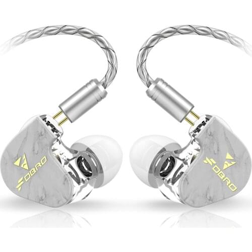 FDBRO CNC Resin Earphones In-ear Cable Plug 0.78mm 2Pin HIFI Subwoofer earphone Magic Sound Earplugs Wire Control Silver Cable