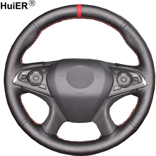 HuiER Hand Sewing Car Steering Wheel Cover Wear-resistant Red Marker For Buick Lacrosse 2016 Steering-wheel Auto Accessorie