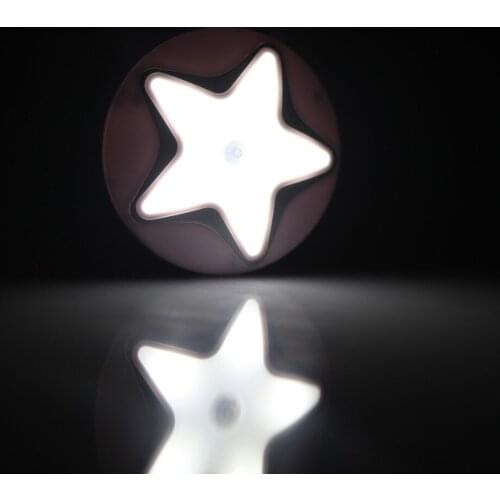 Human Body Induction Inductive Automatic Pir White LED Motion Sensor Night Light Lamp Pentagram for Bedroom Wardrobe Bathroom