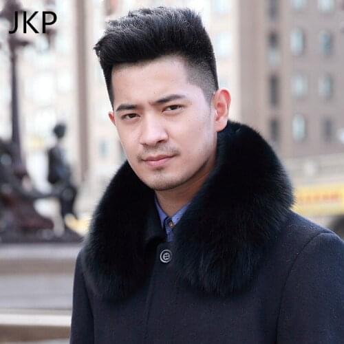 JKP 2020 Fox Fur Collar for Men Real Fur Scarf Fashion Winter Warm Scarves Thicken Natural Fox Fur Shawl New Luxury Collar