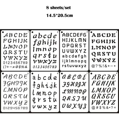 8pc English alphabet Painting Stencil Bullet Journal Stencils DIY Scrapbooking Album Decorative Accessories Drawing Template