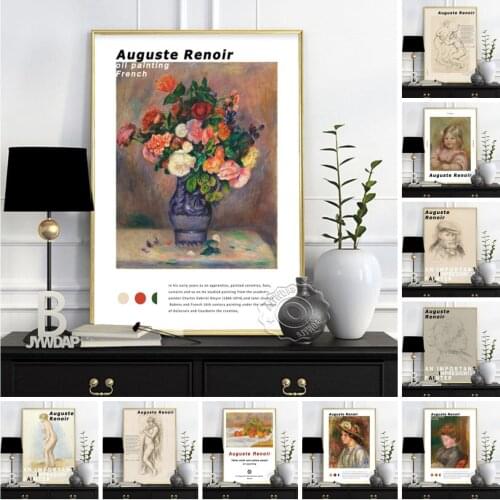 France Oil Painting Art Poster, Auguste Renoir Coco Table Cloth Yellow Peach Art Prints, Vintage Impressionism Wall Home Decor