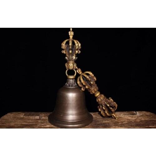 Chinese Antique Tibetan Buddhism old copper bell Vajra Instrument q