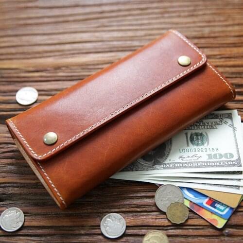 Genuine Leather Wallet Men Women 2020 Vintage Handmade Cowhide Long Purse Clutch Bag With Card Holder Zipper Phone Coin Pocket