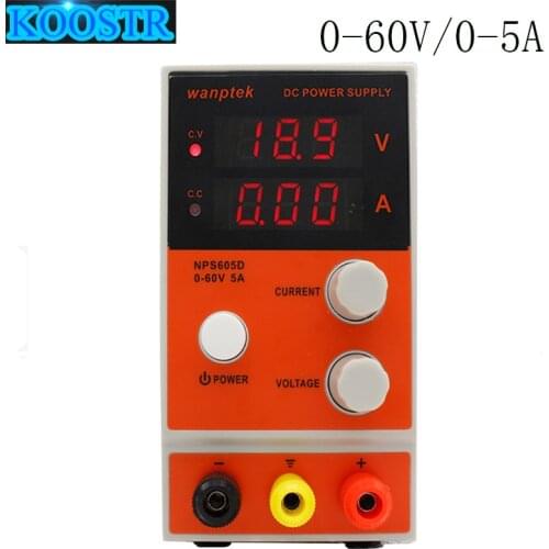 Laboratory switching DC power supply NPS605D, mini adjustable digital 0-60V/0-5A voltage regulator bench power supply