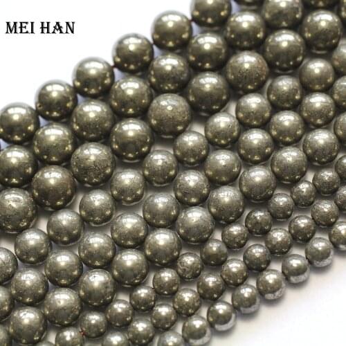 Meihan Free shipping natural Pyrite 6mm 8mm 10mm round loose beads for jewelry making design or gift