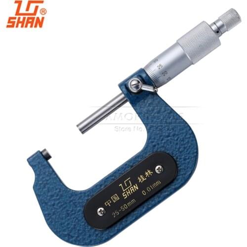 SHAN Outside Micrometer 25-50mm/0.01mm Standards Metric Carbide Screw Thread Gauge Vernier Caliper Measuring Tools