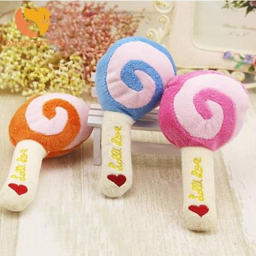 Cute Lollipop Dog Toys Pet Puppy Chew Squeaker Squeak Plush Sound Toy For Small Pet Dogs Chihuahua Pet Products DOGGYZSTYLE