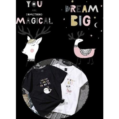 Cartoon Letter Alpaca Whale Patches Iron-On Heat Transfers Ironing Stickers On Clothes Iron On Patches For T-shirt Appliques