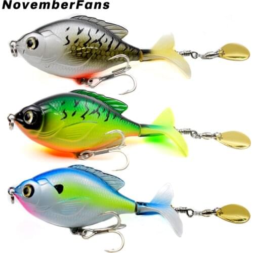 NovemberFans Popper Fishing Lures 9.5cm 16.9gTopwater Hard Bait Rotating Soft Tail Bass Fishing Tackle