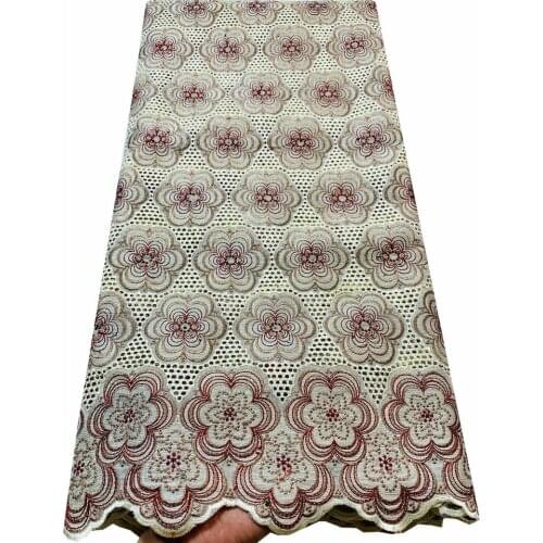 2021 Latest African Lace Fabric Hole Swiss Cotton Lace Fabric With Stones Nigerian Swiss Voile Lace In Switzerland YLL2824