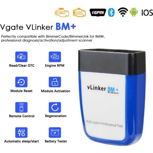 OBD2 Vgate vLinker BM+ ELM327 V2.2 For BMW Scanner Bluetooth 4.0 wifi OBD 2 Car Diagnostic ELM 327 Auto Tool For BMW Bimmercode