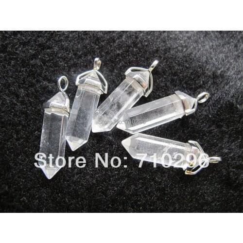 Wholesale 10pcs/lot Clear quartz Point gem stone point pendant stone jewelry necklace diy