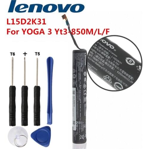 LENOVO Original Battery For Lenovo YOGA 3 YT3-850F YT3-850 YT3-850M YT3-850L 6200mAh L15D2K31 Laptop Battery + Free Tools
