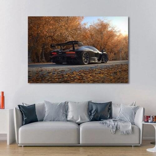 Supercar Mclaren Senna Black Rear View Wall Art Posters and Prints Modern Canvas Paintings for Living Room Decor