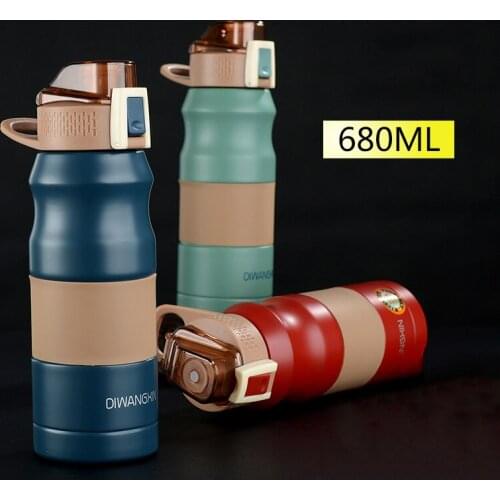 680ml Stainless Steel Thermos Cup Fashion Portable Sport Vacuum Flask Large Capacity Insulated Water Bottle