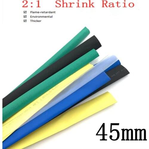 1M Heat Shrink Tube 45mm Diameter Insulated Polyolefin 2:1 Shrinkage Ratio Wire Wrap Connector Line Repair 600V Cable Sleeve