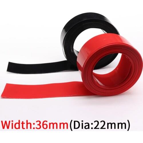 Width 36mm PVC Heat Shrink Tube Dia 22mm Lithium Battery Insulated Film Wrap Protection CaWarp Insulated Cable Sleeve Colorful