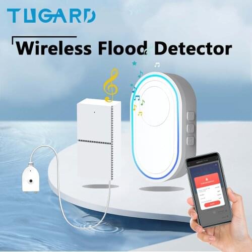 Tugard Home Smart Security Protection Tuya WiFi Water Leakage Sensor Waterproof Wireless Doorbell 110dB Sounds Alarm System