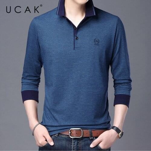 UCAK Brand Soild Color Long Sleeve T Shirt Men Clothes Spring Autumn New Arrivals Cotton Streetwear Soft T-Shirt Clothing U5384
