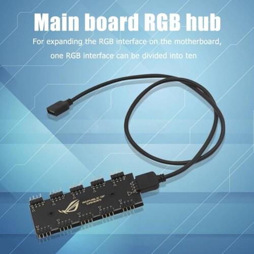10 RGB Synchronization HUB Motherboard RGB Extension Cable for GIGABYTE AURA with Gum for Installation Simple and Fast