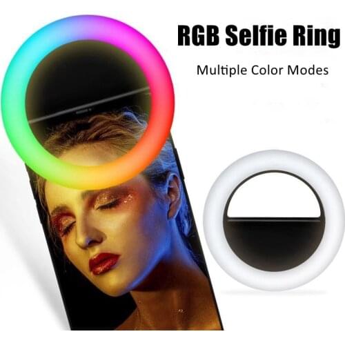 Universal Selfie Ring Light RGB Colorful Lamp Mobile Phone Lens Portable Flash Ring Color LED Light Ring For Cellphone Live
