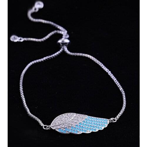 High Quality Zircon Angel Wing Bracelet Women Girl Bling Bling Wing Bracelet Fashion Jewelry for Gift Party