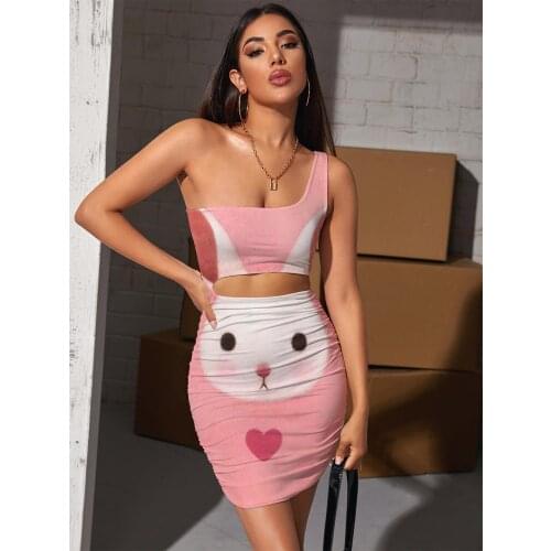 Giyu Brand Rabbit Dresses Women Animal Halter Sleeveless Love Vestido Sexy Lovely 3d Print Womens Clothing Party New